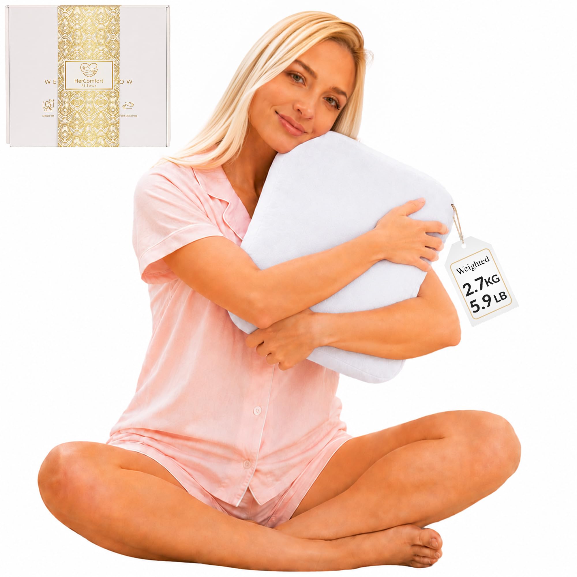 HerComfort Pillows Weighted Pillow for Adults 3 KG | 104 * 30 CM | Sleep Better & Feel Calm | Weighted Body Pillow | All-Season | Sleeping Hugging Pillows for Adults | Helps to Focus
