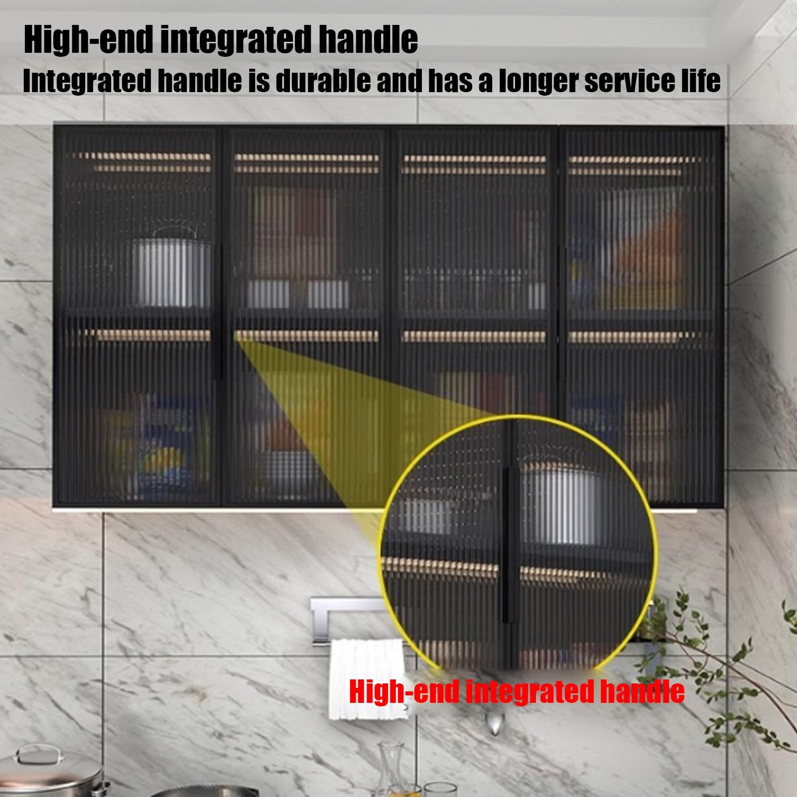 Armario de almacenamiento con puerta de cristal montado en la pared, elegante diseño de madera maciza para espacios organizados de cocina, baño y balcón
