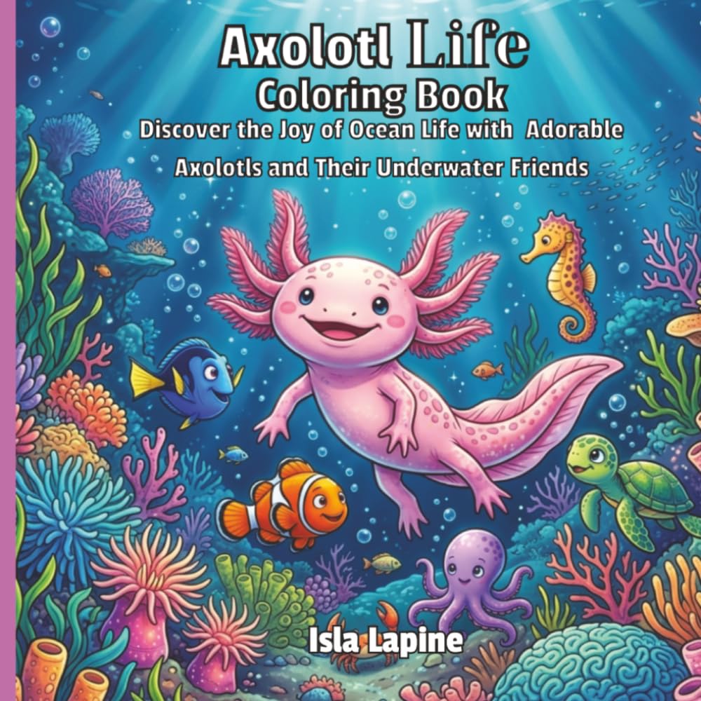 Axolotl LIfe Coloring Book: Discover the Joy of Ocean Life with Adorable Axolotls and Their Underwater Friends