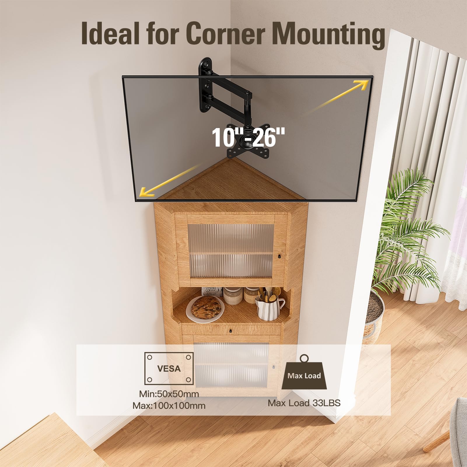 Mounting Dream Full Motion Monitor TV Mount for 10-26 Inch TVs up to 33lbs — Amazon image 4
