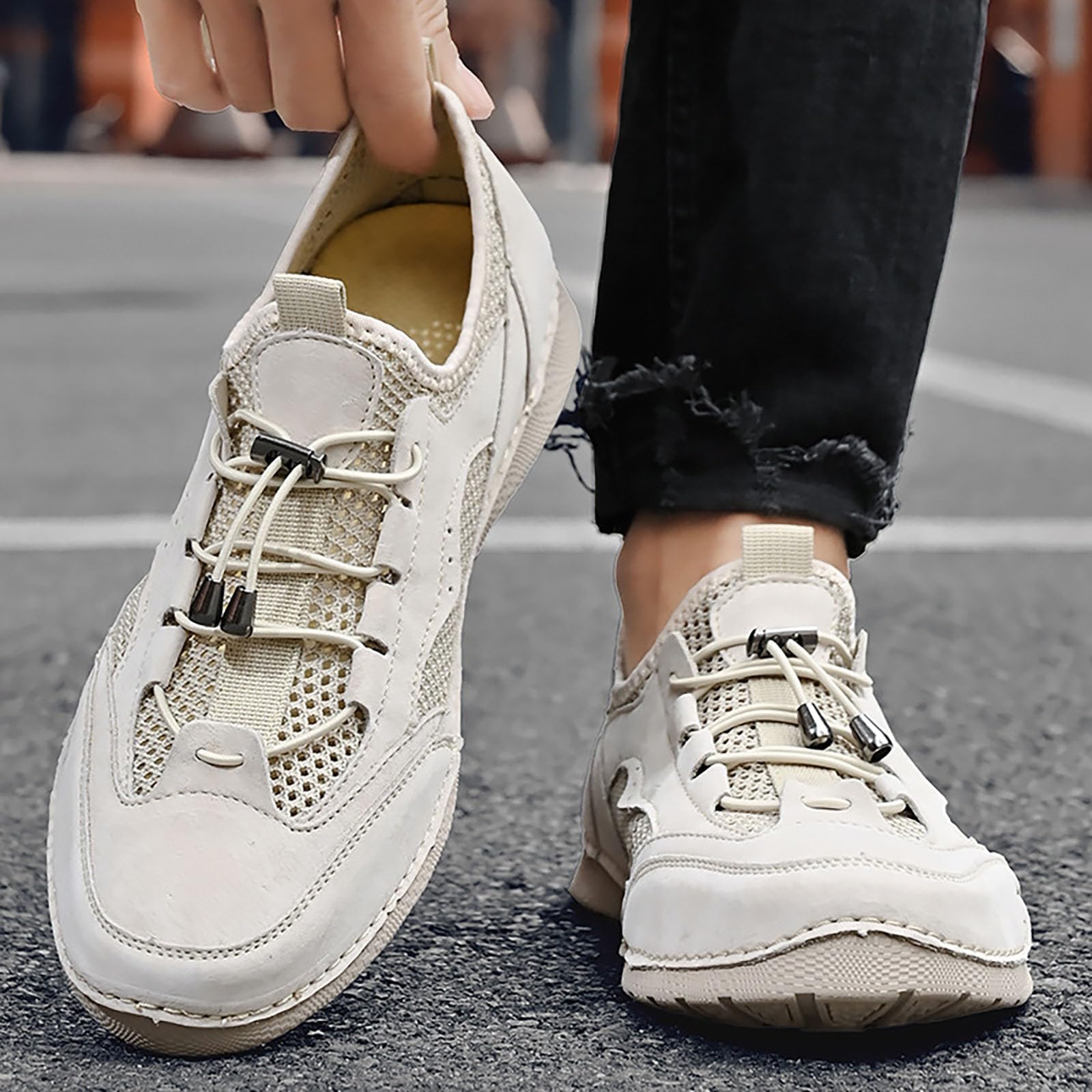 Herren-Sneaker, modisch, flach, Schnürung, Strand, Casual, Sportschuhe, Laufen, leicht, Sneaker, Vintage, rutschfest, Wandern, atmungsaktiv, Jogging-Schuhe