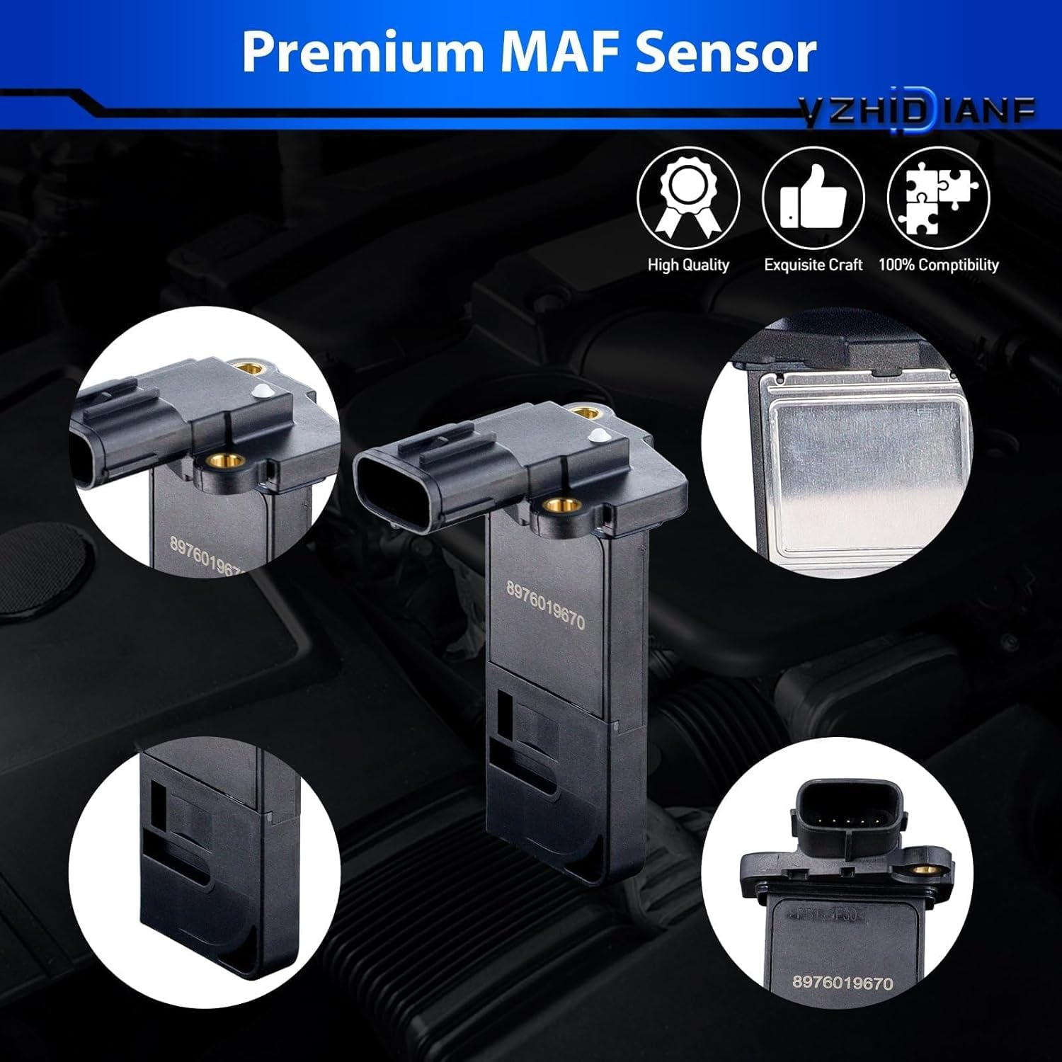 MAF0035 Mass Airflow Sensor Fits for:-Toyota Tundra 2007-2010 4.0L 4.7L 4.6L 5.7L, Sequoia 05-19 4.6L 4.7L 5.7L, Tacoma 2005-2019 2.7L Replacement OE# AFH70M37 222040F030 8976019670