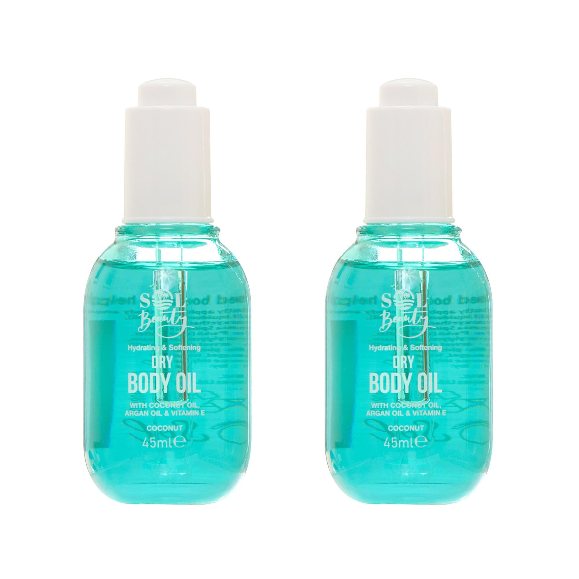 Sol Beauty Dry Body Oil Coconut Scent with Coconut Oil, Argan Oil & Vitamin E, Helps Smooth and Soften Skin