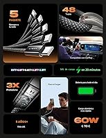 Vista 2 de LISEN Cable USB C a USB C, paquete de 5 [3.3/3.3/6.6/6.6/10 pies] para iPhone 17, cable C a C de carga rápida para iPad, iPhone 16 15 Pro Max