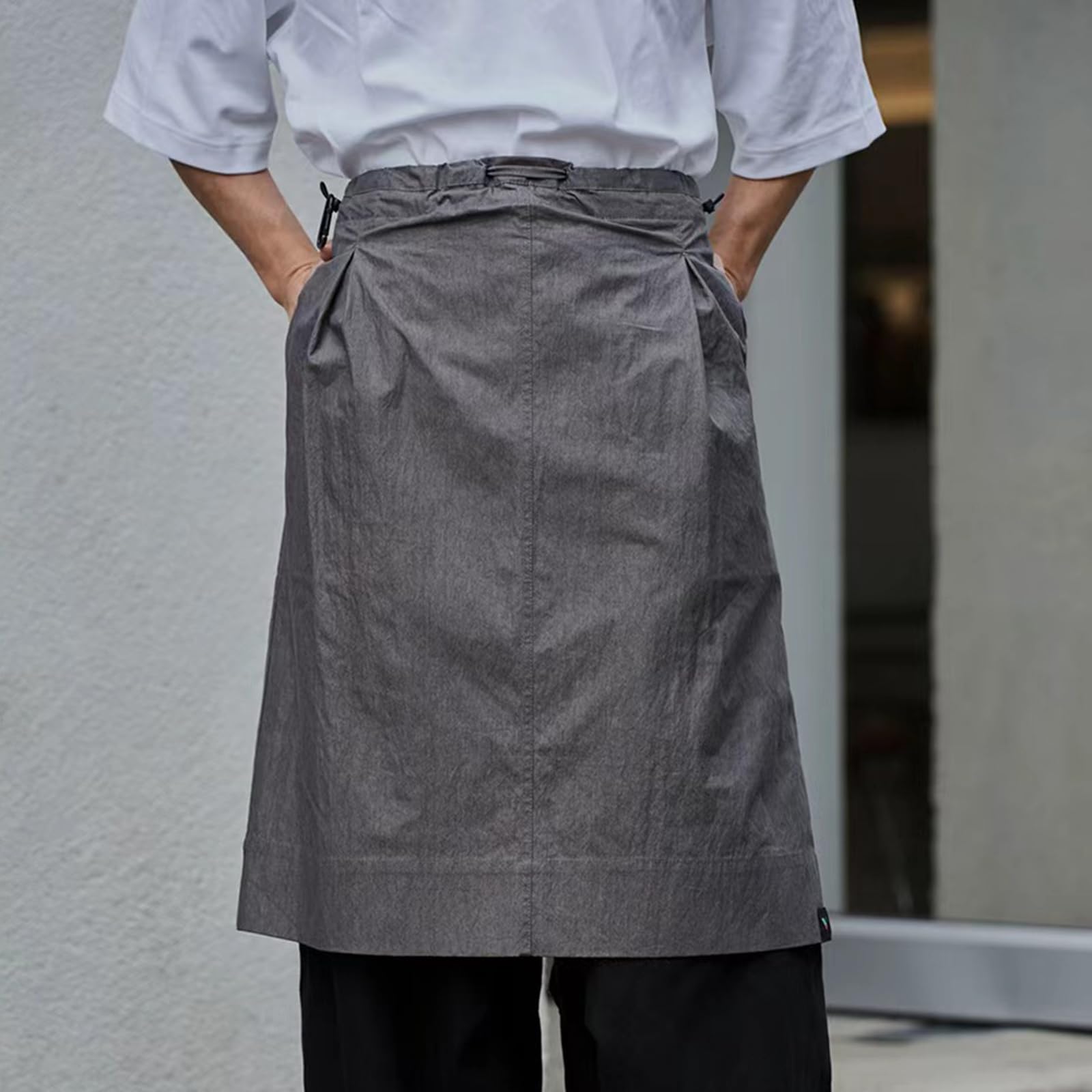 Mezzo Grembiuli da Cucina, Grembiule Bar Lungo per Camerieri E Cameriere con 2 Tasca, per Bistrot Ristorante caffè HotelGrey,One Size