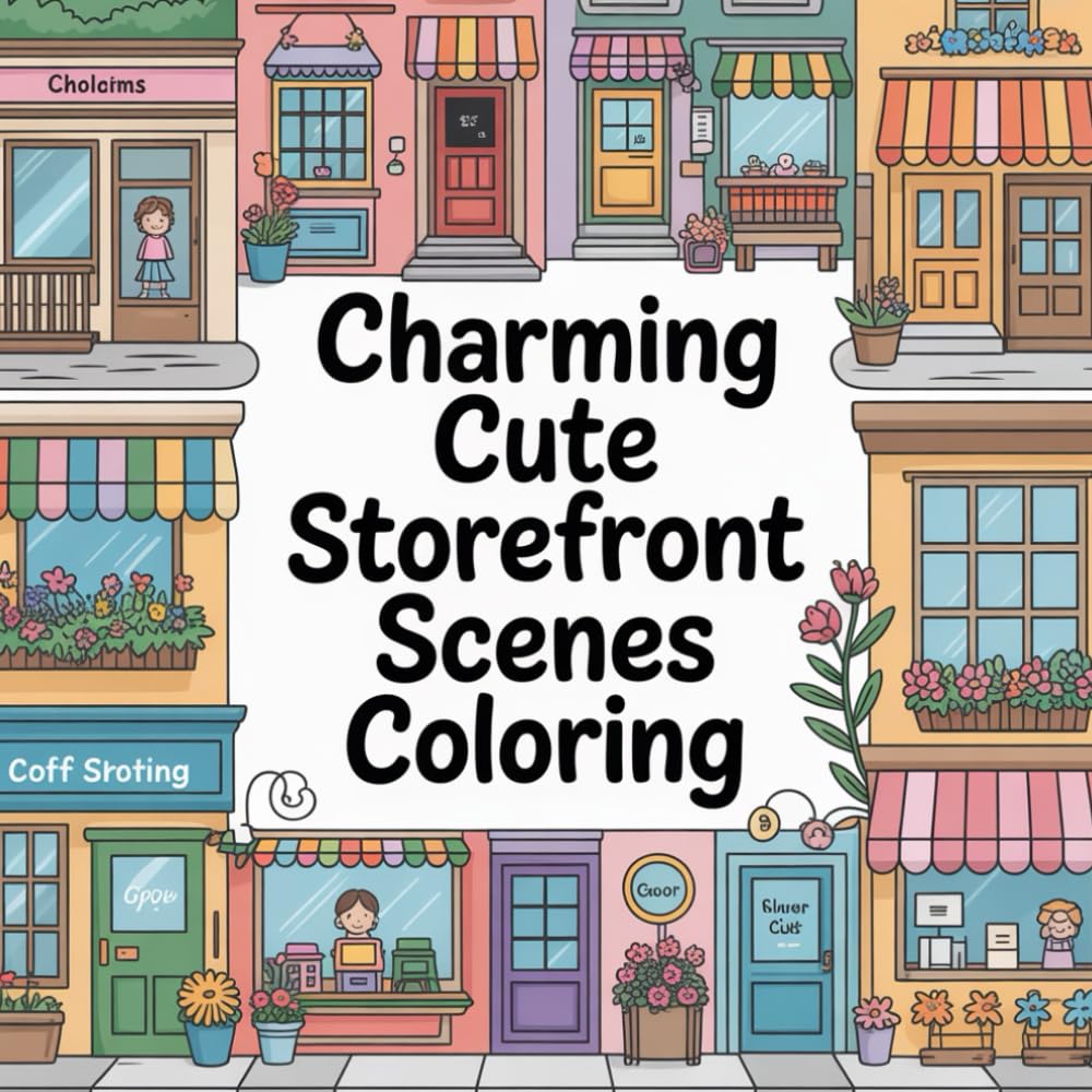 Charming Cute Storefront Scenes For Coloring: Discover delightful storefront themes that spark creativity and provide joyful relaxation for all ages.