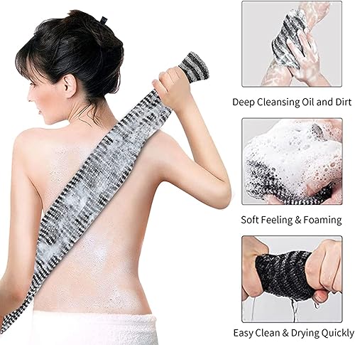 Miniatura 3 de Yiclick Exfoliante corporal, limpiador de espalda para ducha y baño, paño de lavado japonés, toalla exfoliante para hombres y mujeres, exfoliante