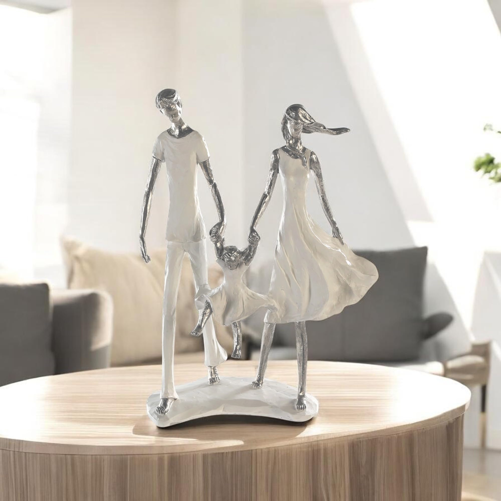 Casablanca Skulptur Family, Deko Figur Weiß, Kunstharz Statue Wohnzimmer, Büro Dekoration H. 12 cm x B. 31 cm - Moderne Familien Skulpturen, Zusammenhalt Familie