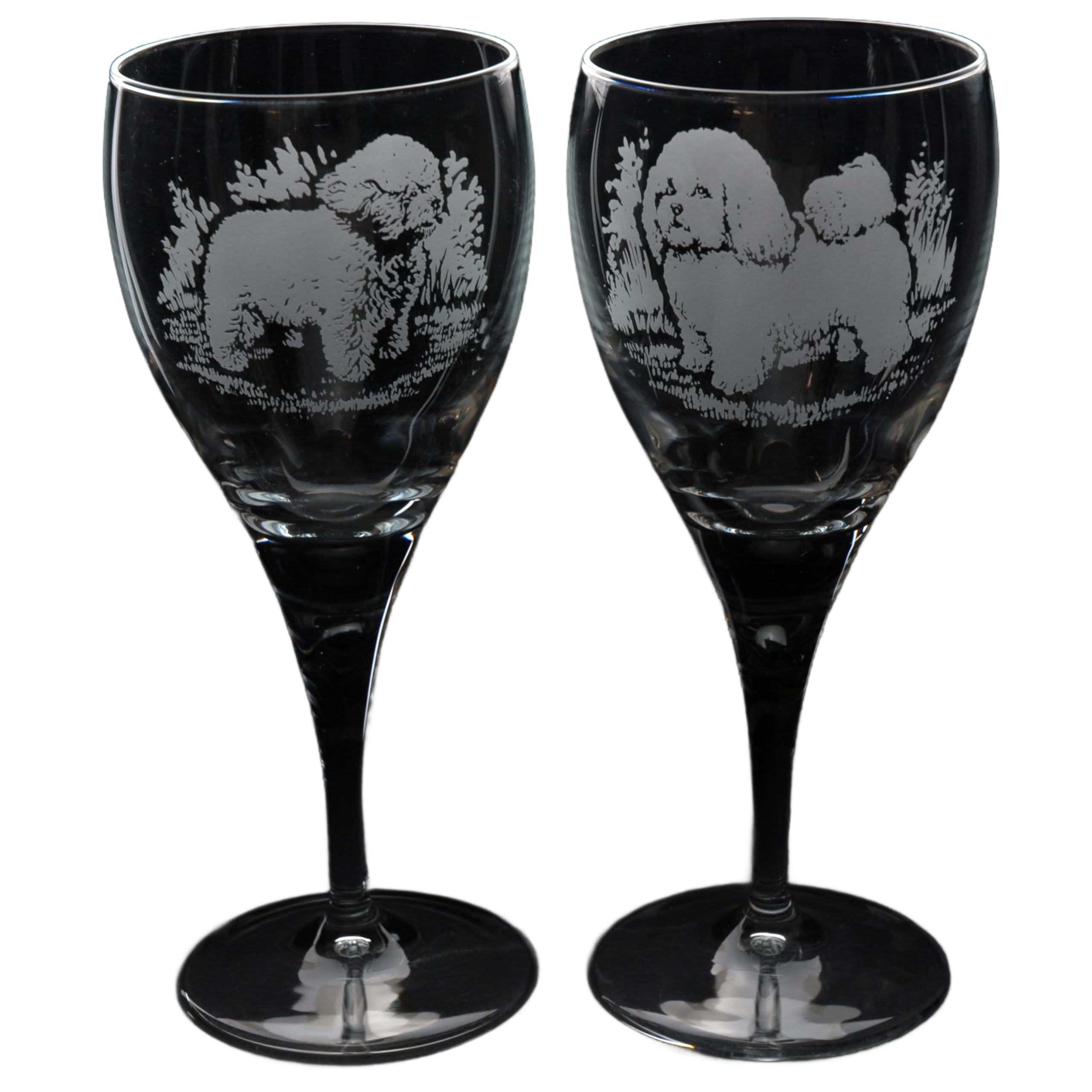 GLYPTIC Glass Art Bichon Frise Dog Placement Hand Etched/Engraved Crystal Wine Glass
