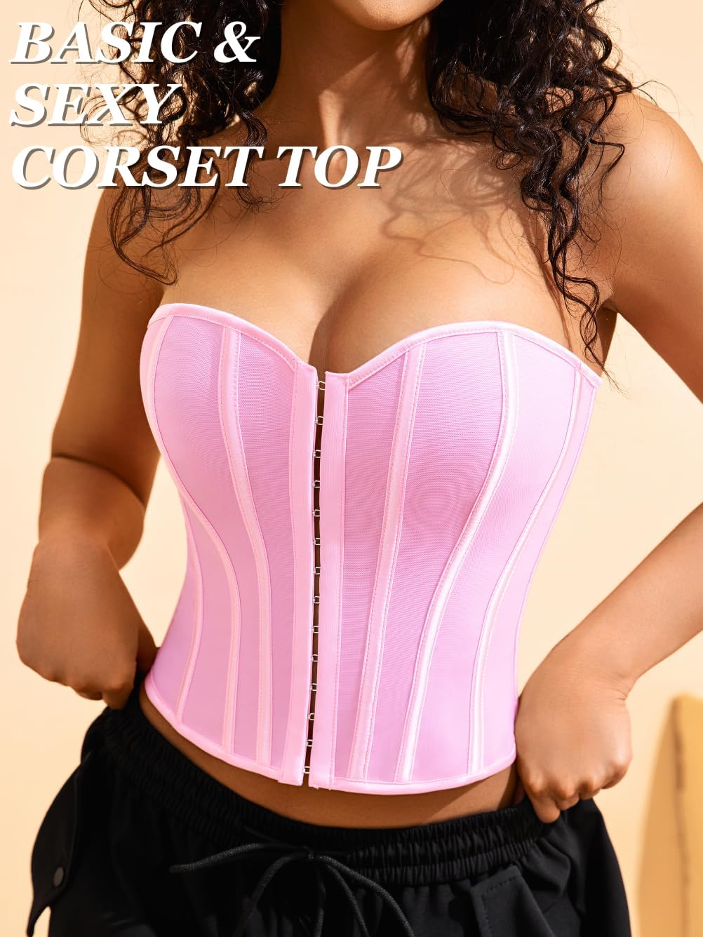 Sexy Strapless Corset For Women, Lace Up Backless Crop Tube, Going Out Bandeau Top - Image 2
