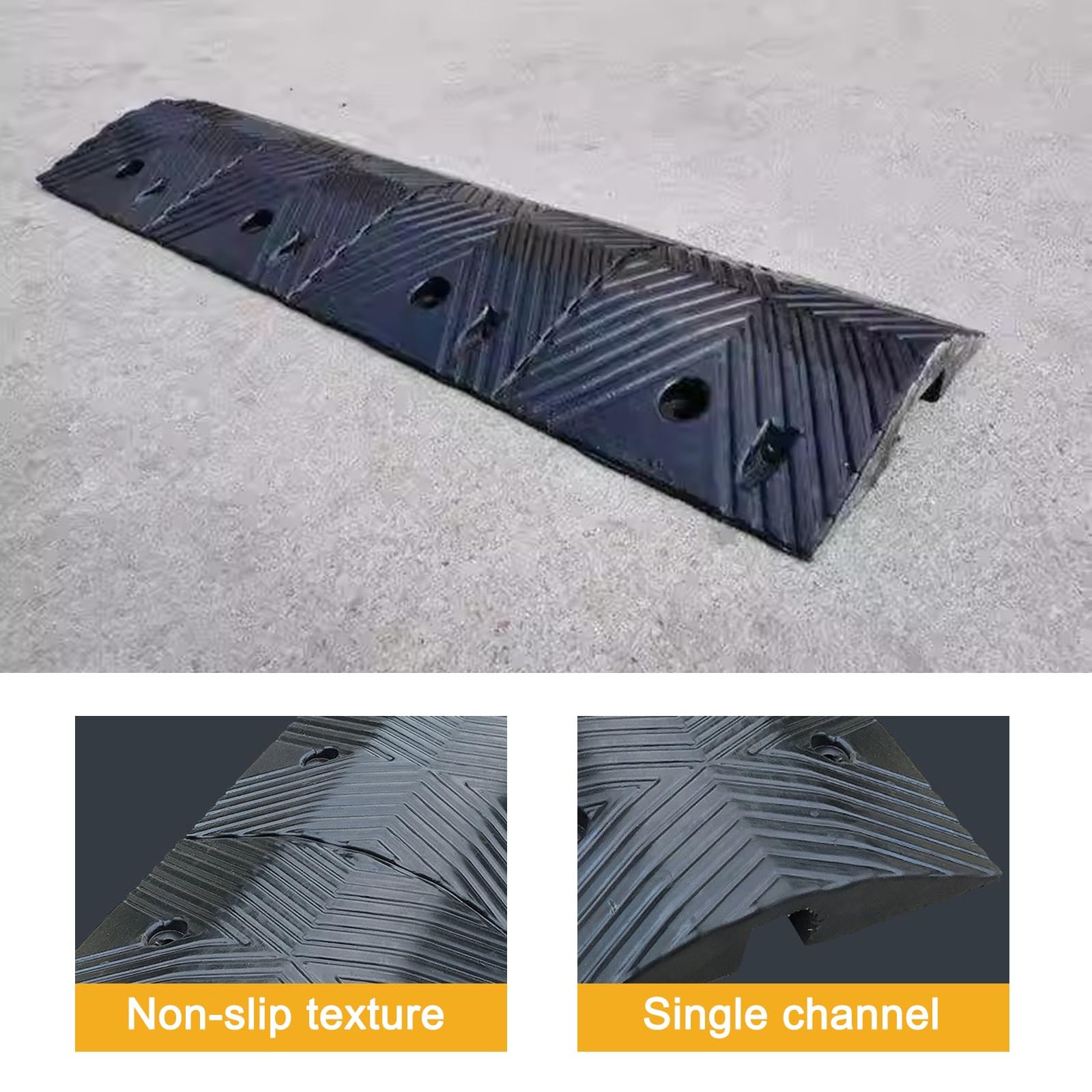 Rampa Protectora de Cable de un Solo Canal, Pasacables Suelo, Canaleta Cables Suelo de Goma, para Entradas de Vehículos