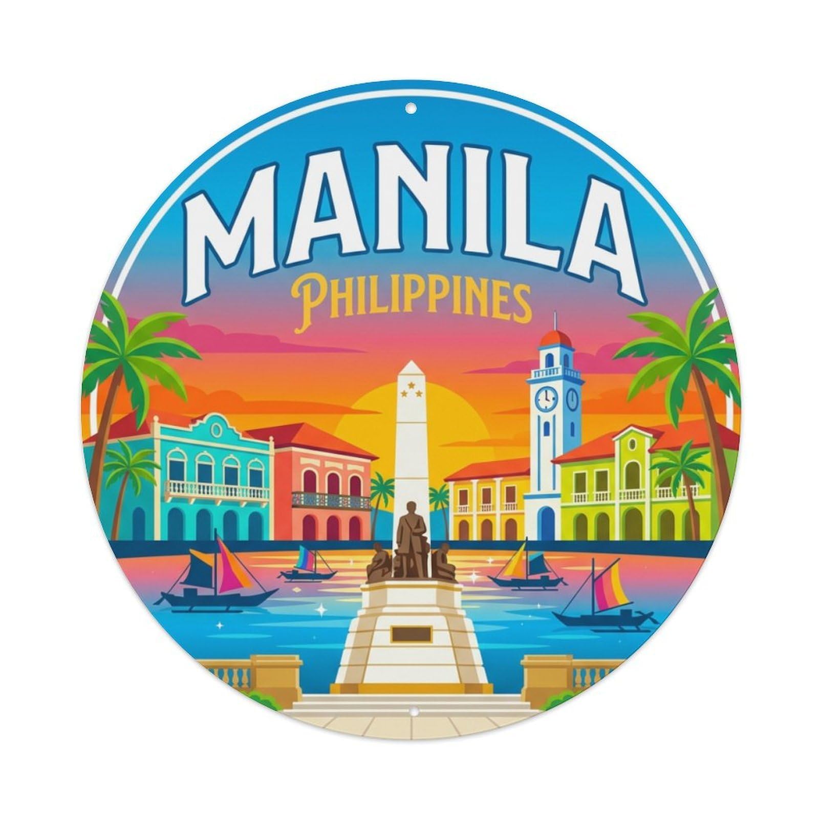Vintage Travel Philippines Manila Metal Tin Sign
