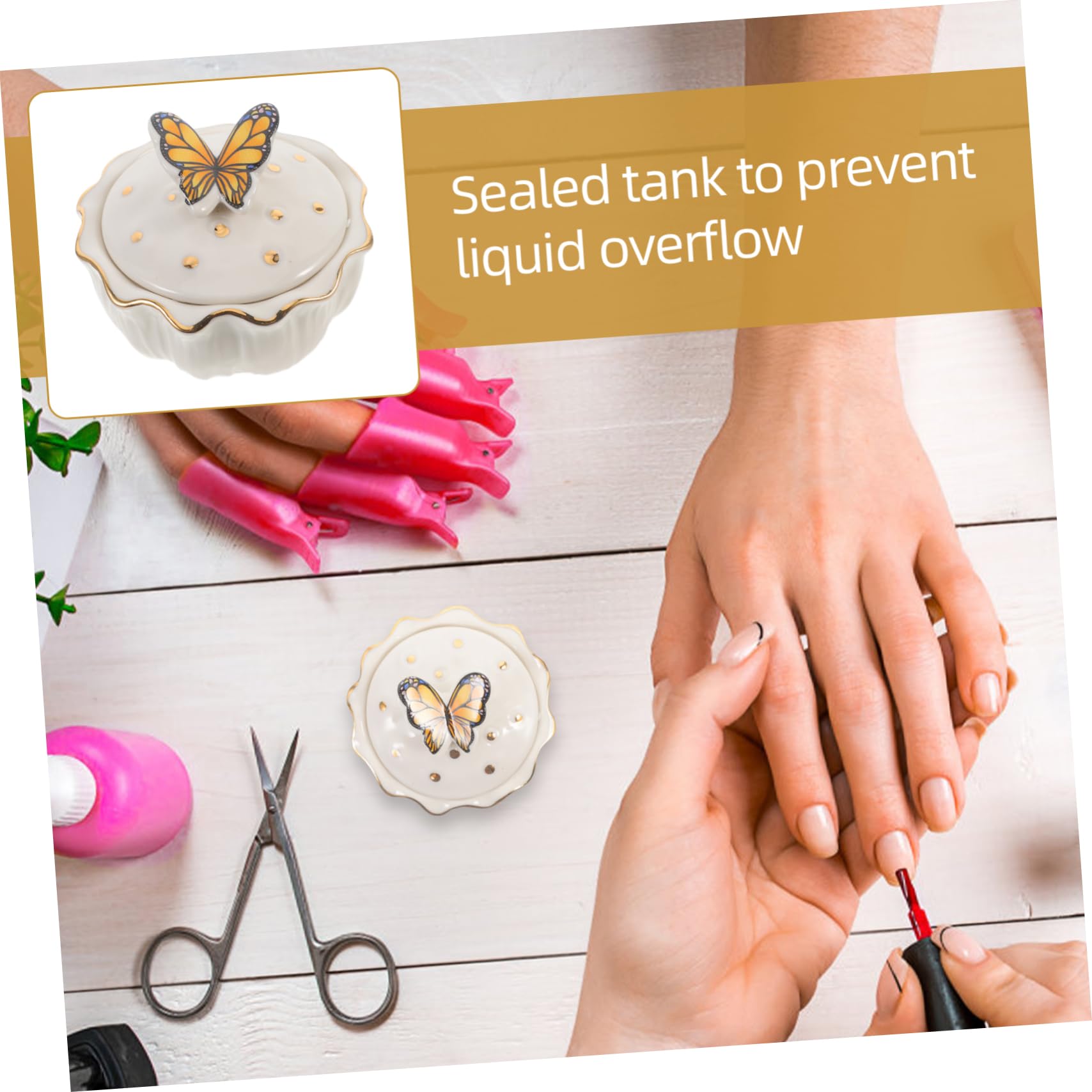FRCOLOR Set Di 5 Coppette Per Unghie in Acrilico Coppette Per Nail Art in Ceramica Per Unghie in Ceramica