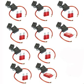 8 Gauge Maxi Inline Fuse Holder Fuseholder with Cover and 50 Amp Fuse (10 Pack)