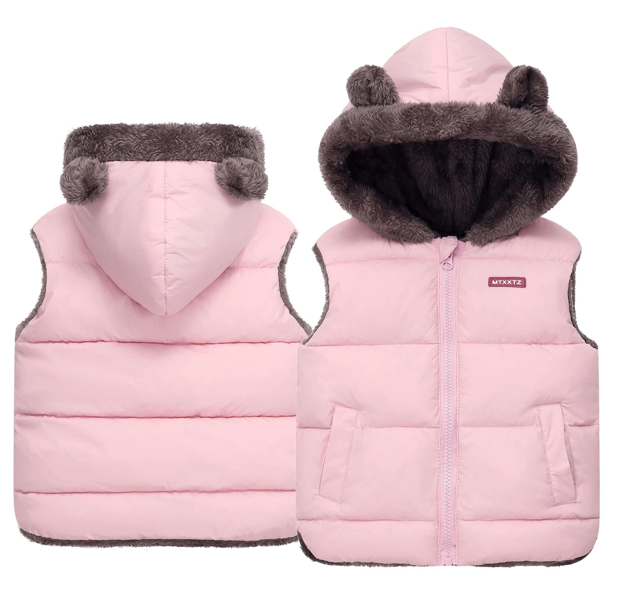 Happy Cherry Gilet pour Enfants avec Capuche Unisexe Garçons Filles Doudoune d'extérieur d'hiver sans Manches Matelassé Chaud Veste Coupe-vent 2-7 Ans