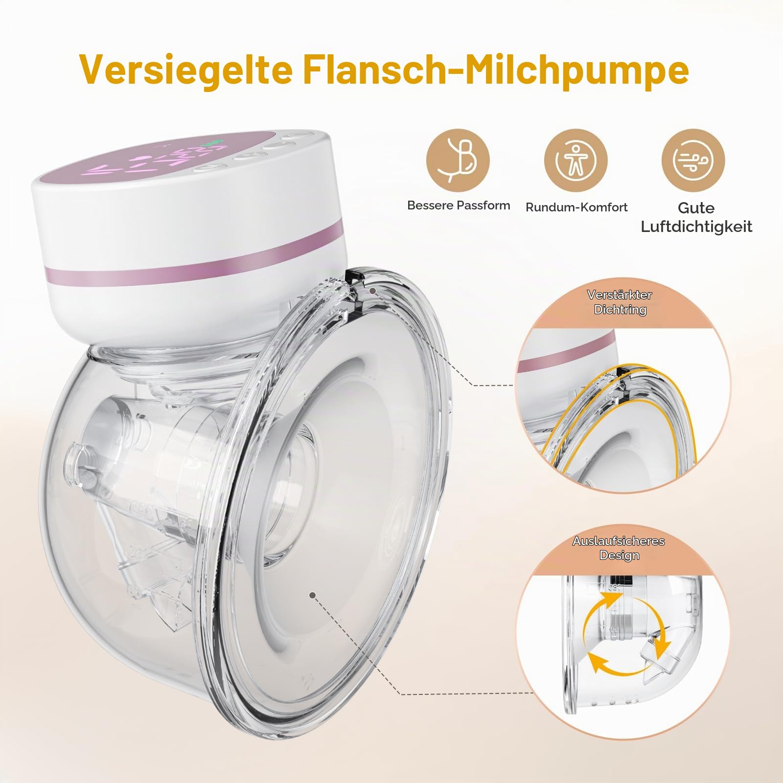Kidken Elektrische Milchpumpe, modell 5 für babys der klasse 15, und der tragbare elektrische saugträger - 19 und 21MM Flansch (Rosa und weiß，2pcs)