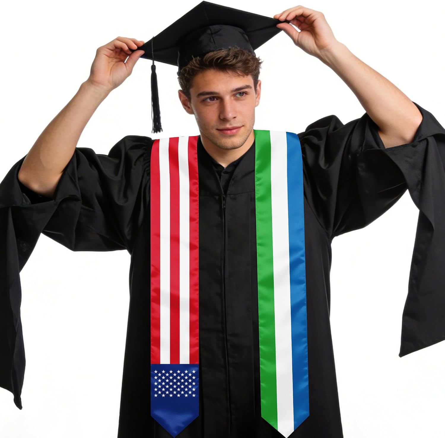 Sierra Leone and USA Flag Graduation Stole, Graduation Sash Scarf for International Students, 2026 Graduation Gifts