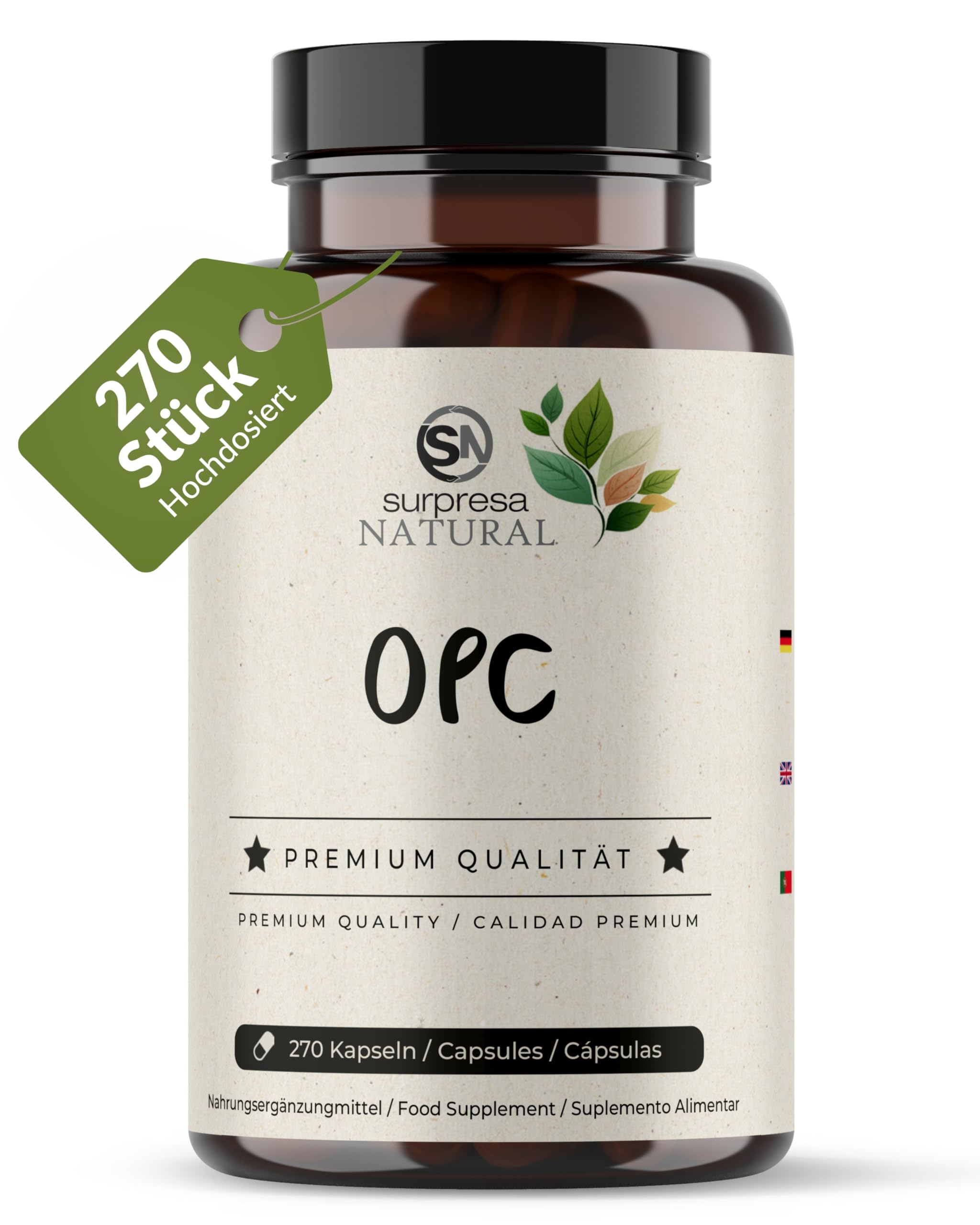 OPC Traubenkernextrakt Kapseln hochdosiert I 270 Kapseln I 400mg Extrakt pro Kapsel IOPC Kapseln aus französischen Trauben I Nahrungsergänzungsmittel vegan & laborgeprüft