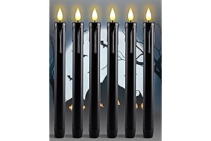 Homemory Battery Operated Flickering Black Candlesticks for Halloween