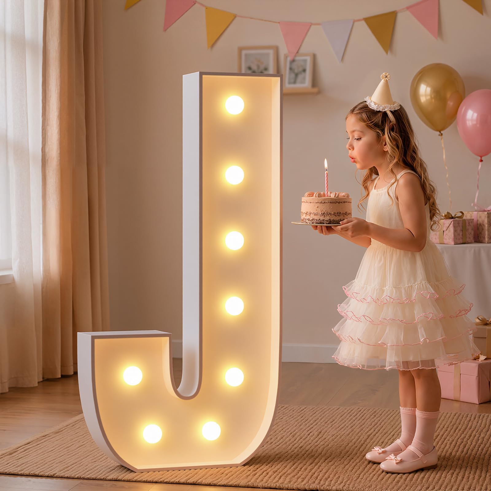 imprsv Lettres J pour chapiteau de 91 cm – Lettres lumineuses en mosaïque pour chapiteau – Lettres lumineuses pour anniversaire, fête prénatale, mariage, fiançailles, décoration de fête