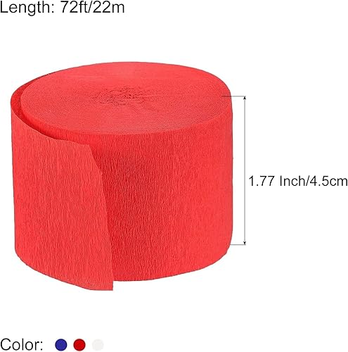 Miniatura 2 de 3 rollos de decoraciones patrióticas serpentinas de papel crepé, serpentinas del 4 de julio, decoración de fiesta colgante rojo, blanco y azul,