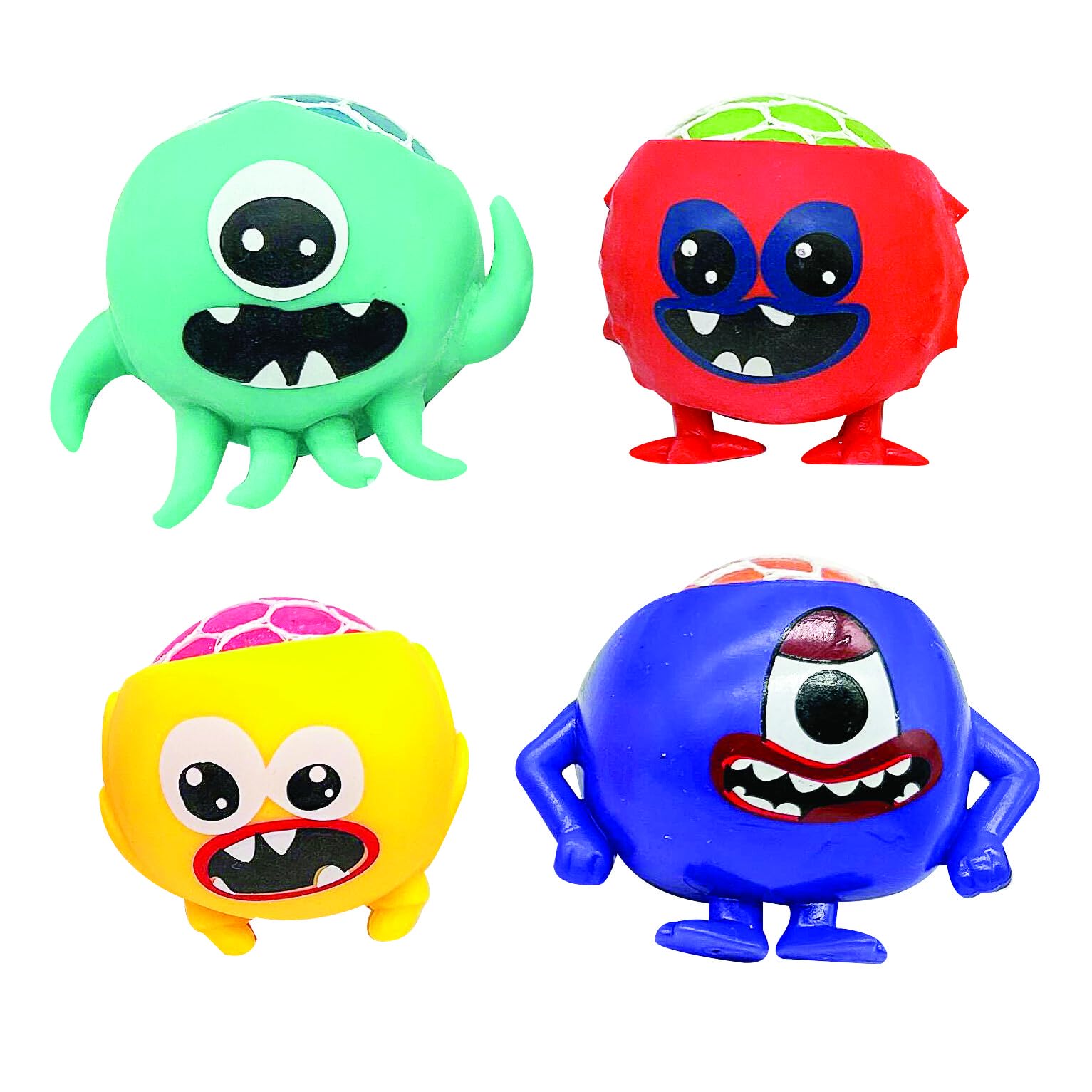 Raymond Geddes Monster Brain Mesh Stress Balls (Set of 12) - Hand Exercise Sensory Mesh Squeeze Ball - Squishy Brain Toy