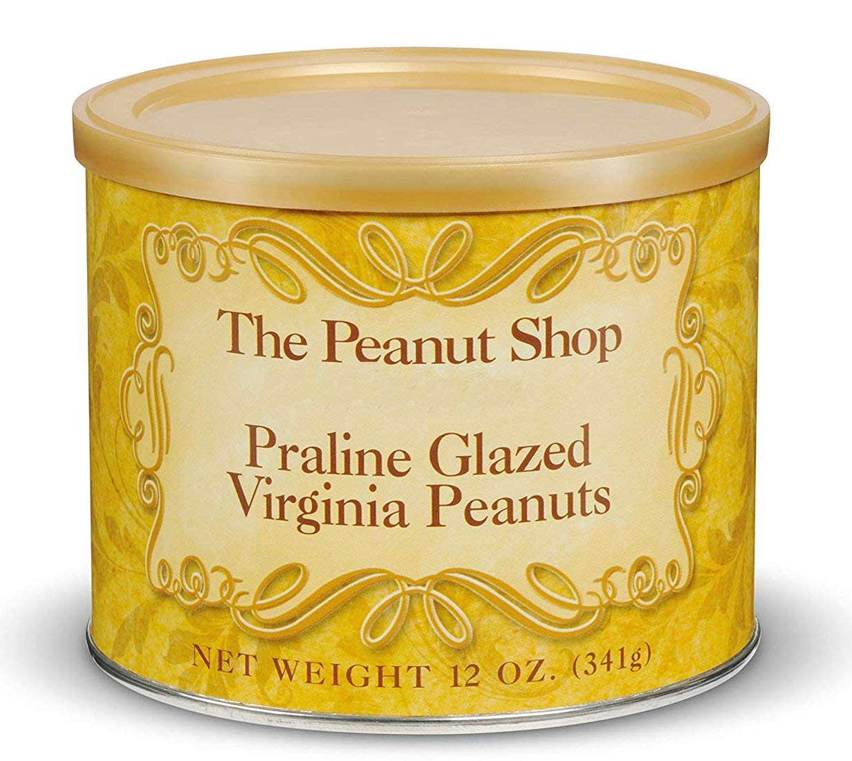 The Peanut Shop of Williamsburg Praline Glazed - Virginia Peanuts Gift from Peanuts Store, Hand Roasted Williamsburg - 12 Oz Tin