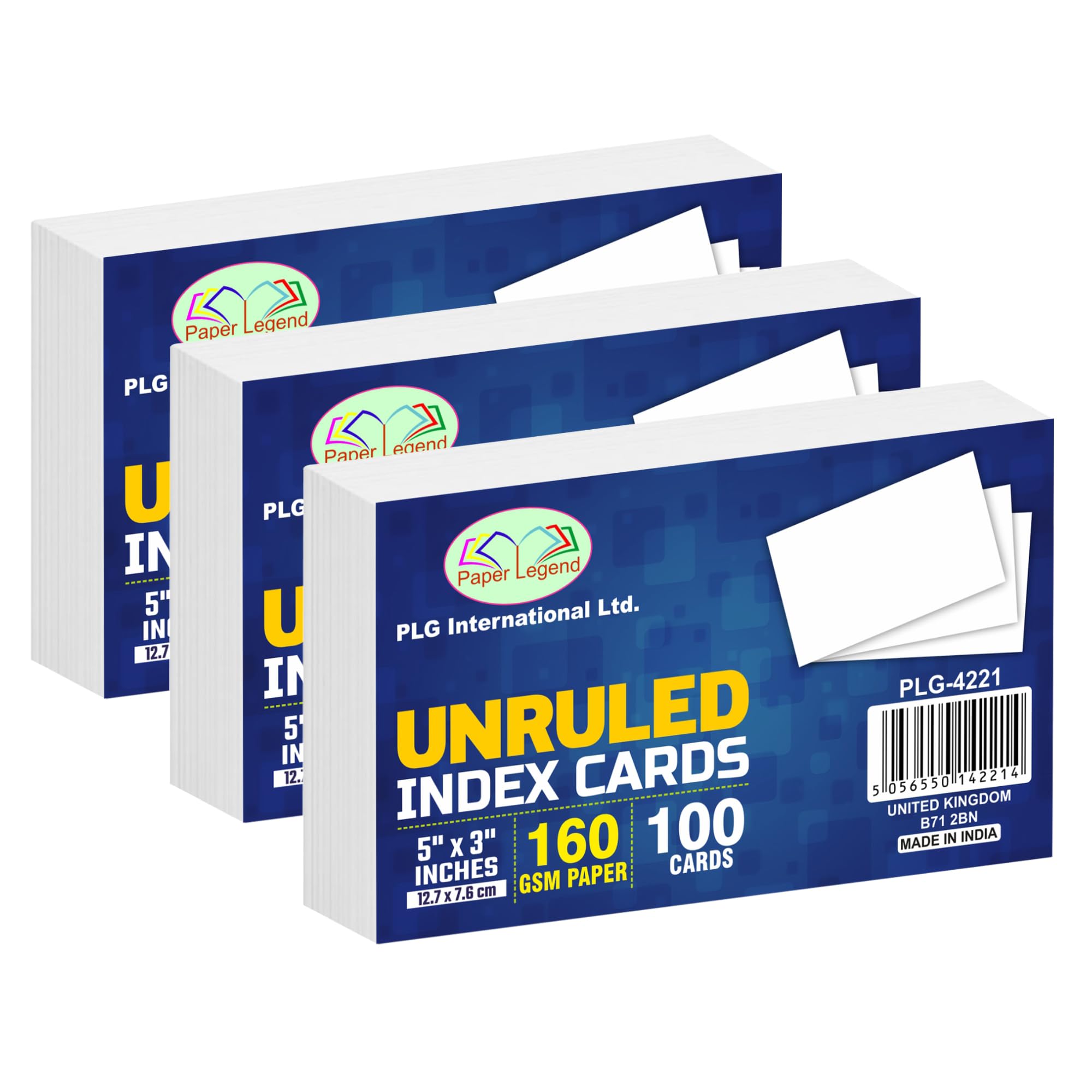 FotoStation 5 X 3 Inches Unruled Index Cards 160gsm White Blank Flash Cards Unlined Revision Cards Record Cards Cue Card Great for Study, Projects & Notes (Pack of 300)