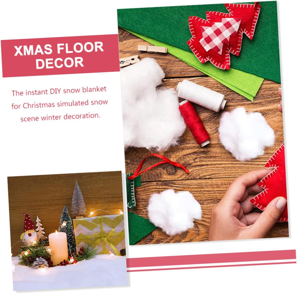 Artificial Snow Blanket 2pcs Thickened Decorative Snow Carpet Fluffy for Christmas Village Display Holiday Winter Décor Indoor Floor Cover