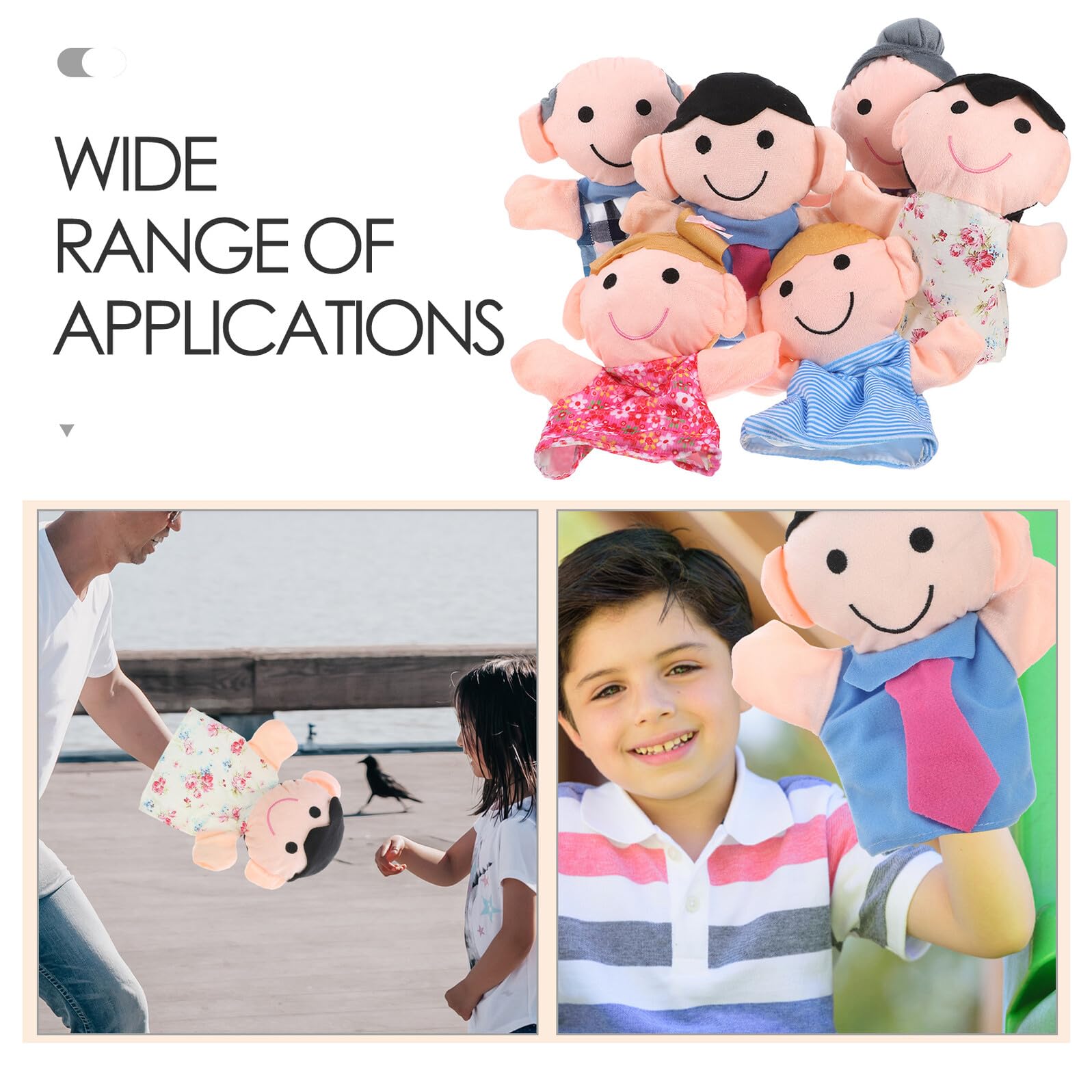 Set 6 Burattini da Mano Famiglia per Piccoli, Marionette Tessuto Leggero Personaggi Nonno Mamma Papà Figlio, Giocattoli Interattivi per Spettacoli e Racconti Educativi