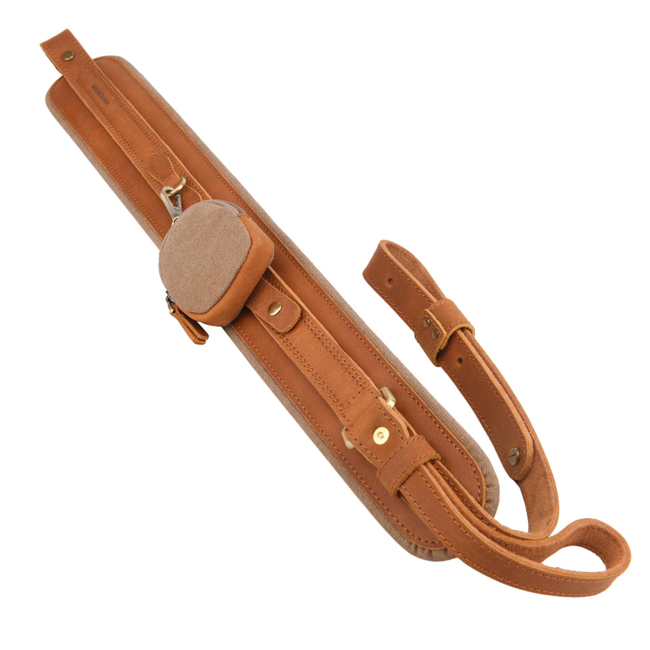 Leather Rifle Gun Sling– Buffalo Brown Pull-Up Stitched Leather Gun Strap with Padding, Adjustable Length – Durable Handmade Sling for Hunters and Outdoor Shooting (Crazy Brown)