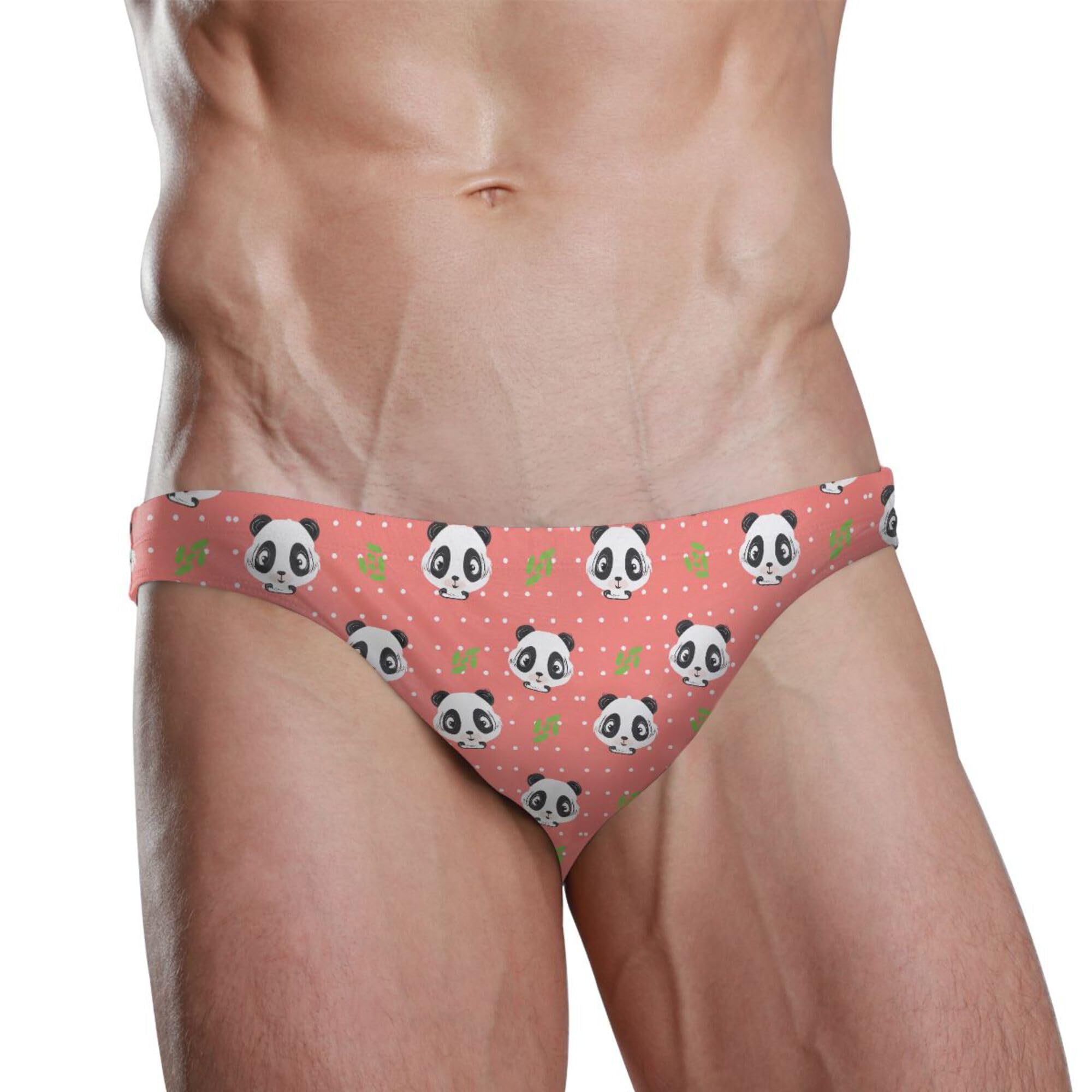 Cute Panda Swim Briefs for Men Swimsuit Bikini Swimwear S B0404193