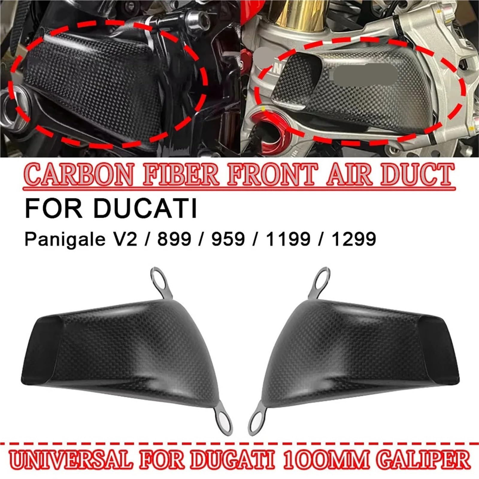 Conductos de refrigeración de aire de pinza Conductos de aire y cubierta del radiador de la pinza de la motocicleta compatibles con DUCATI PANIGALE V2 899 959 1199 1299 Hyper 950 Multistrada V4(Gloss)
