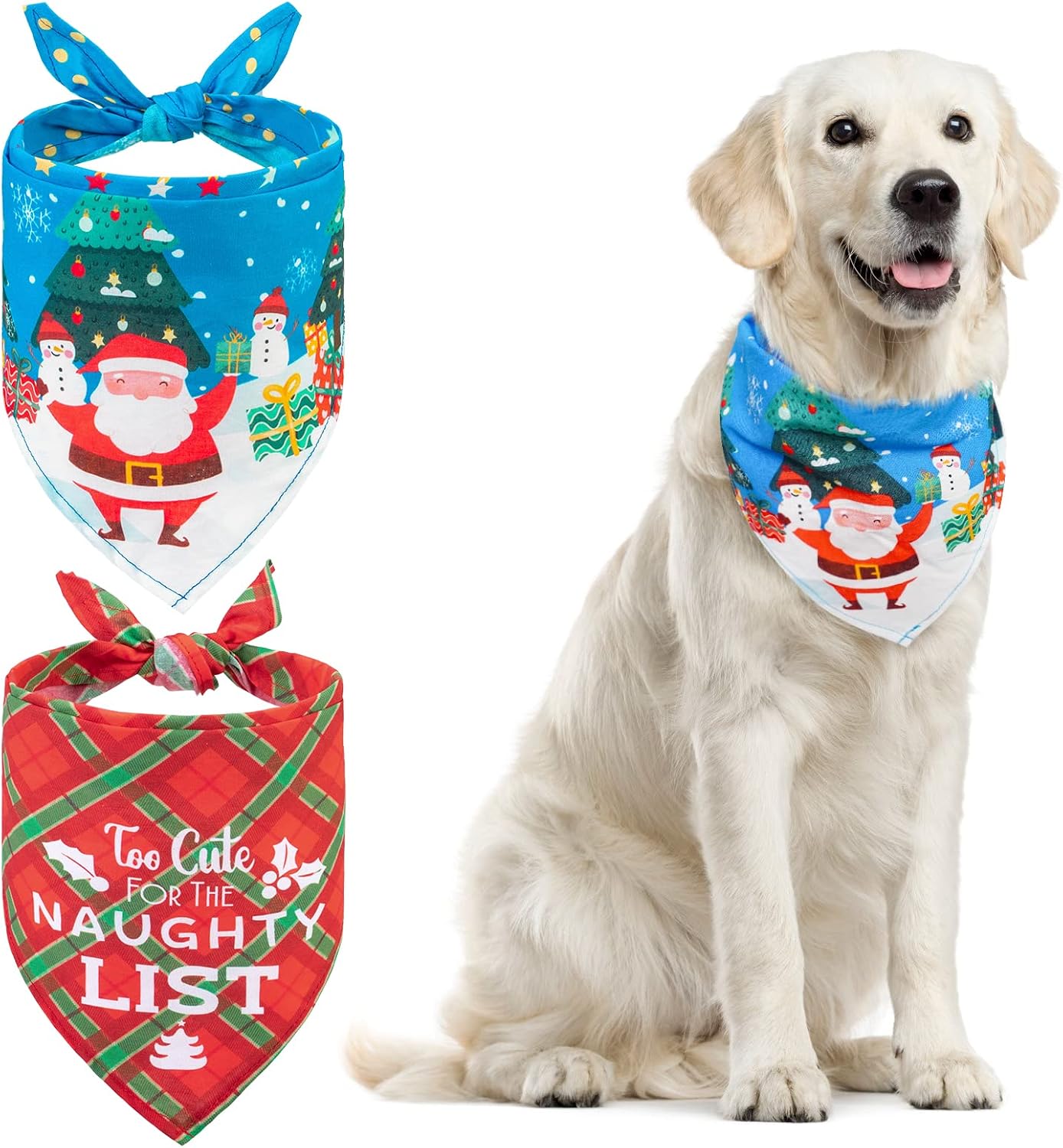 BEAUTYZOO Christmas Dog Bandanas,100% Cotton Festival Triangle Bibs Pet Bandana for Small Medium Large Dogs, Soft Doggy Kerchief for…
