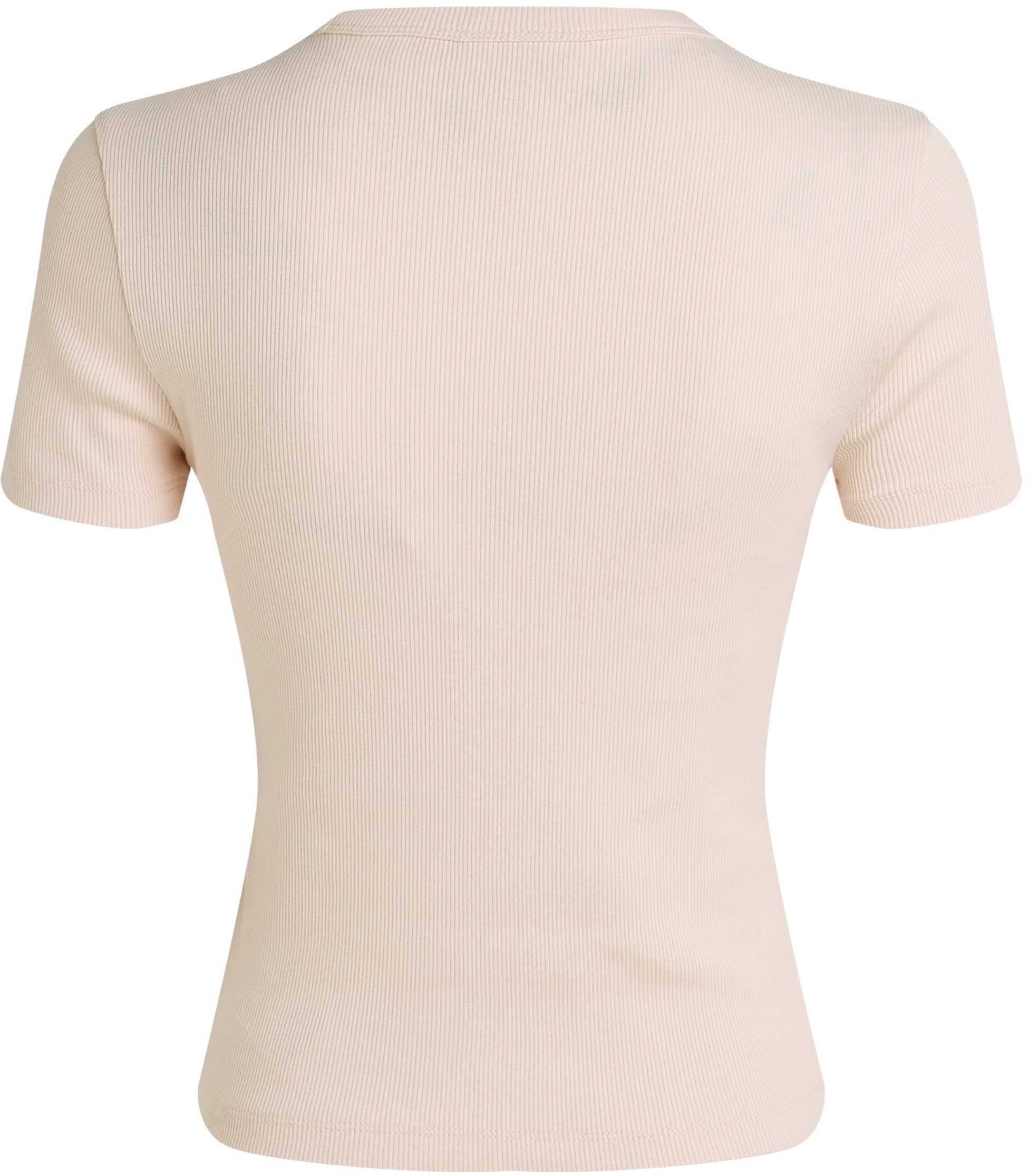 Calvin Klein Camiseta de Manga Corta Mujer Woven Label Rib tee Slim Fit