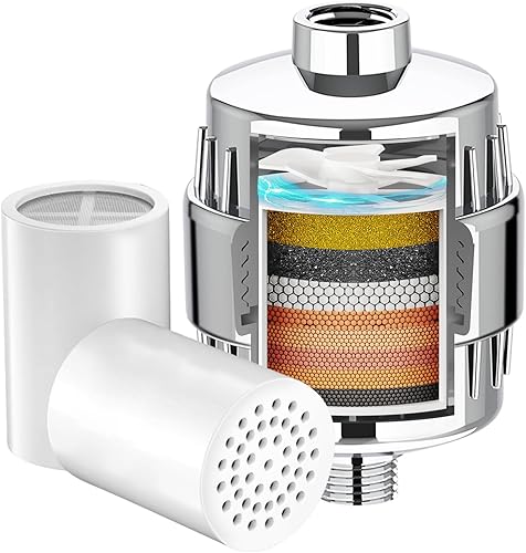 Miniatura 14 de Yodel Filtro de cabezal de ducha de 25 etapas para agua dura, nanotecnología avanzada y filtración KDF-55, suavizante de agua de alto rendimiento