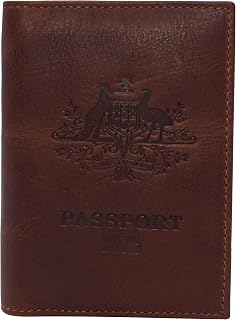 Real Leather RFID Blocking Travel Passport Holder with Vaccine Card Slot (Australia)
