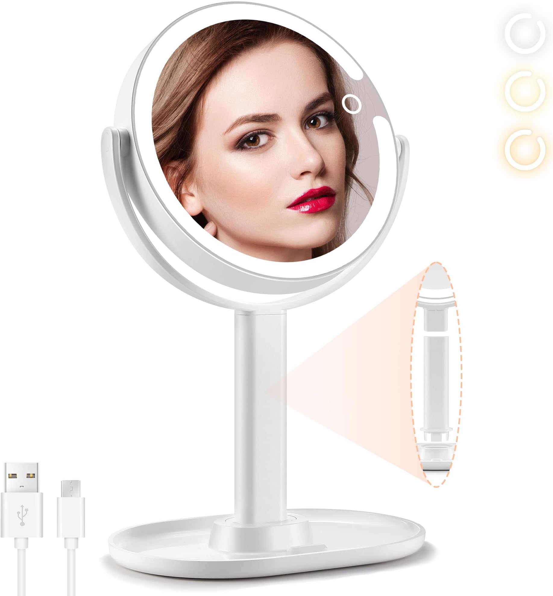 Floxite Dual sided 1x and 15x Vanity Mirror, Brushed