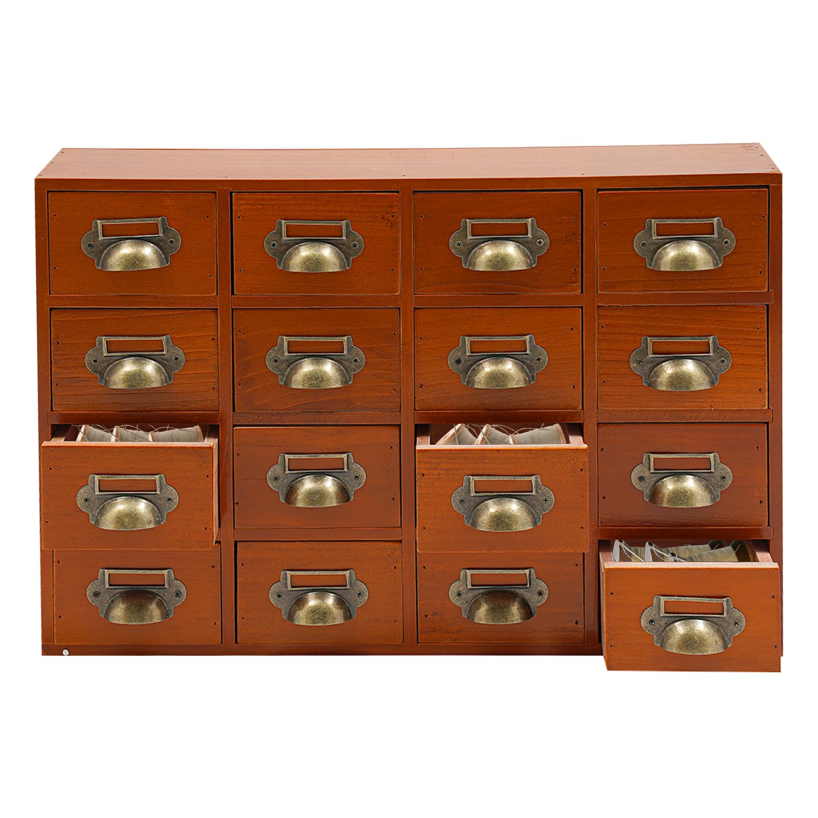 Armadietto da 16 cassetti in legno massello – Design vintage, portata 10 kg, organizer da scrivania per ufficio, casa, farmacia