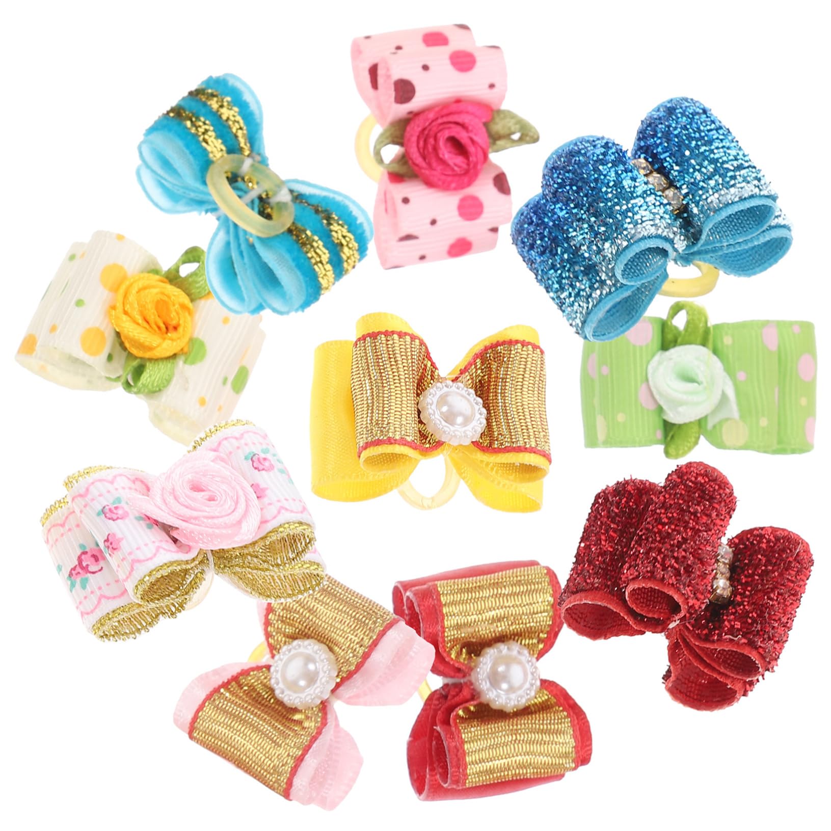 KESYOO 10Pcs Double Bowknot Hairpin for Dogs and Cats Adorable Random Color Hair Rope for Pets Stylish Headwear for Everyday Use and Special Occasions