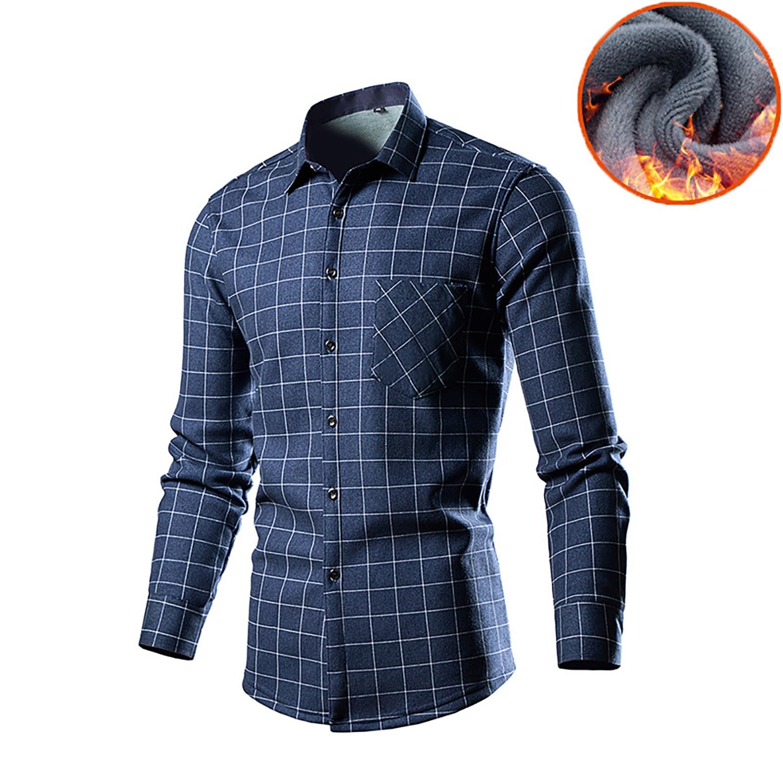 Generisch Camicia da lavoro da uomo, slim fit, per il tempo libero, con stampa a righe, oversize, a maniche lunghe, con tasca sul petto, con colletto rovesciato, per tutti i giorni, casual, oversize