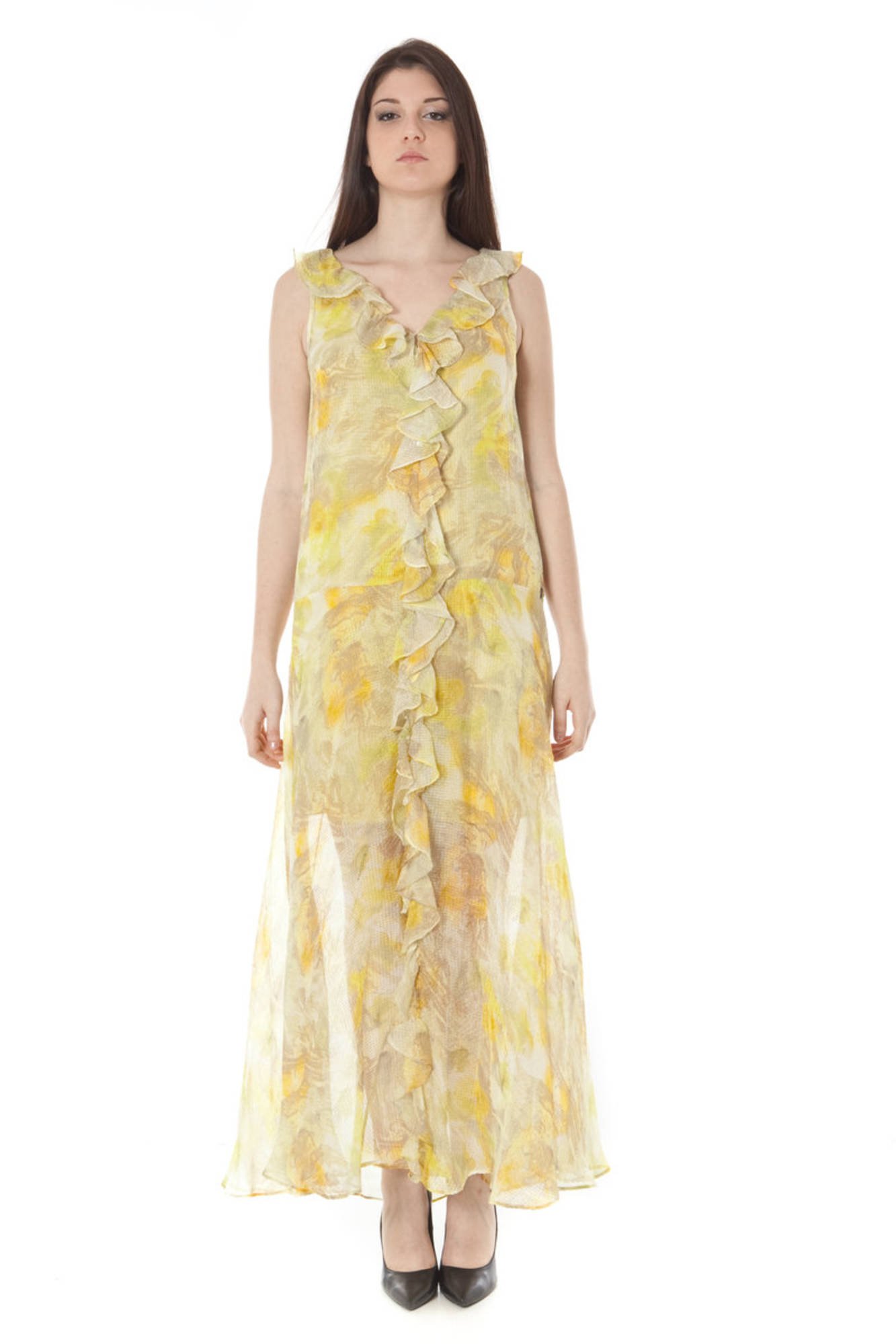 Robe longue John Galliano 34 XR7480 71116 jaune S371 taille 48