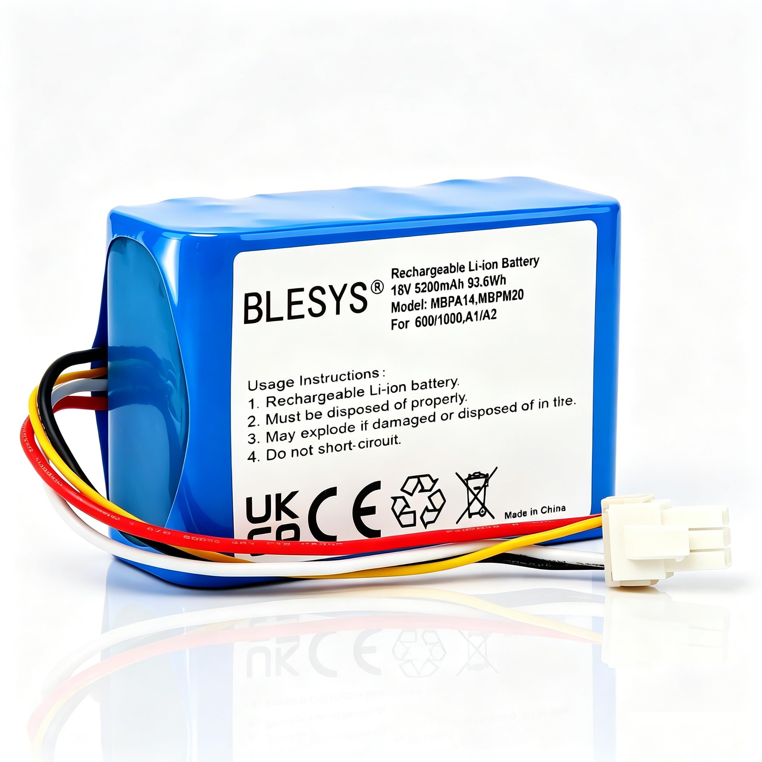 BLESYS Batteria di ricambio per robot tosaerba, 18 V, 5200 mAh, compatibile con Dreame A1, A1 Pro, A2, A2 Pro, MLLA7110, MLLA7210, MXXA8210