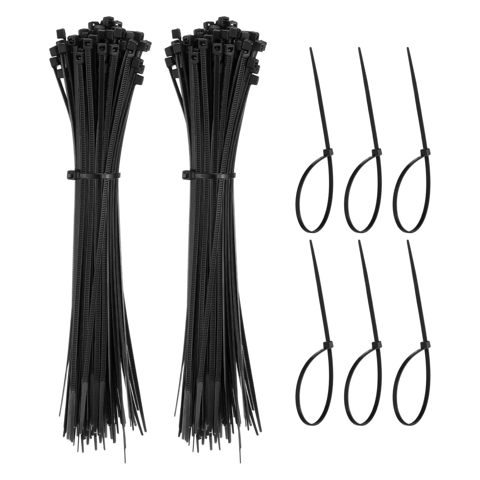 Kabelbinder aus Kunststoff, selbstsichernd, 20,3 cm, passend für Zuhause, Garten, Büro, Werkstatt, Reisen, 1000 Stück, Schwarz