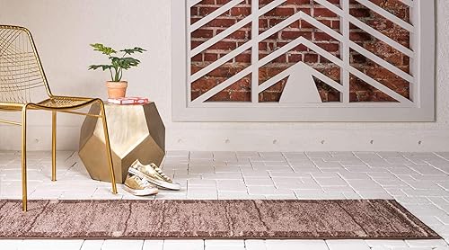 Miniatura 3 de Unique Loom - Tapete con diseño abstracto, informal, moderno y contemporáneo de la colección otoñal, alargado de 2 x 6 pies, diseño en color marrón