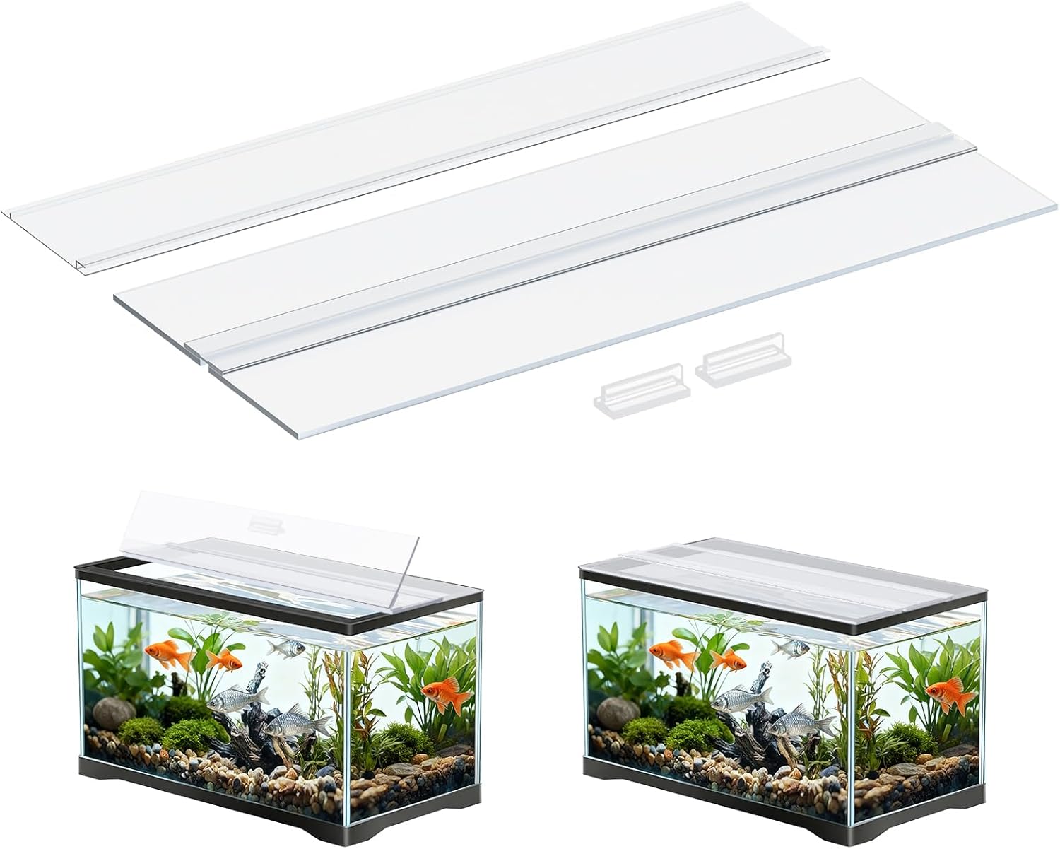 Pawfly 10 Gallon Aquarium Lid - Clear Polycarbonate Fish Tank Cover Hood, 19.3x9.65 Inch, Impact-Resistant Canopy for Rimmed Tanks