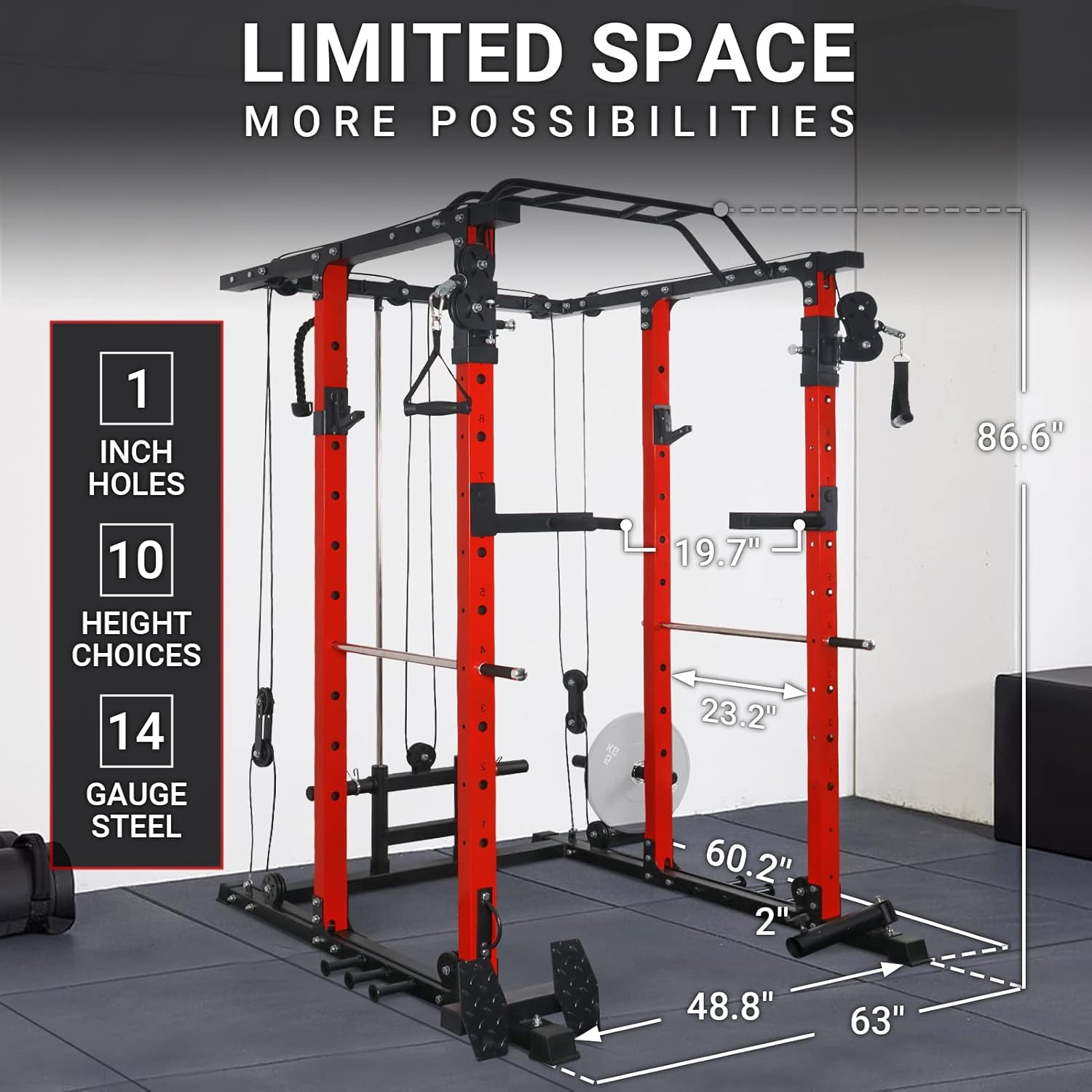 Buy ER KANG Power Cage, 1500LBS Weight Cage with Cable Crossover System