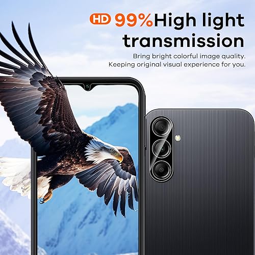 Miniatura 6 de Paquete de 4+4 protectores de pantalla para Samsung Galaxy A14 5G y protector de lente de cámara de teléfono 9H, protector de vidrio templado