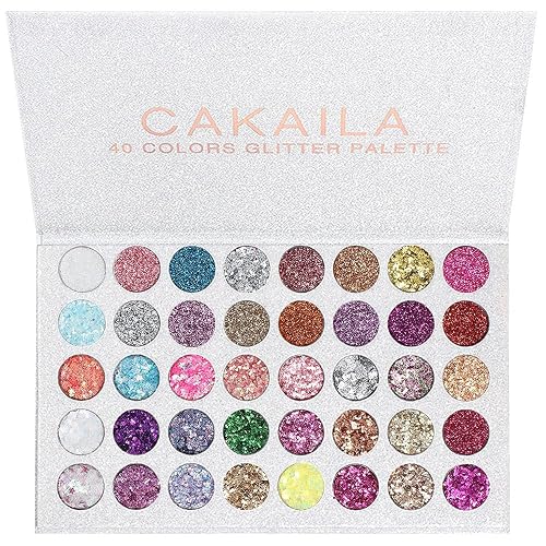 OCHILIMA 40 Colors Glitter Sparkle Eyeshadow Makeup Palette Pallets For Women Girls Black White Glitter Chunky Eyeshadow Pressed Powder Pink Shimmer Glue Gel Eyeshadow - 40 Colors