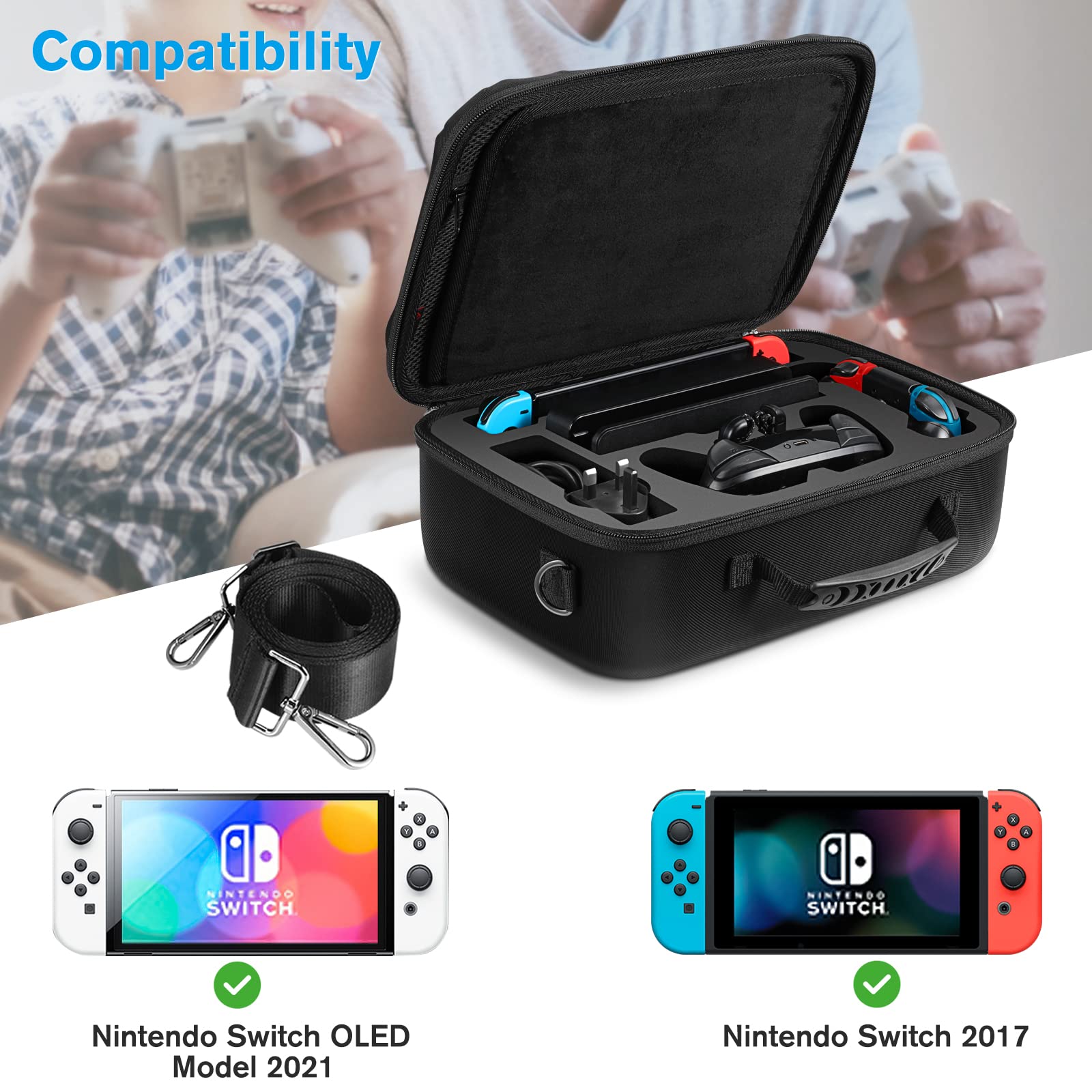 FINTIE Custodia Borsa Compatibile con Nintendo Switch Modello OLED 2021/Switch 2017, Portatile di Custodia da Viaggio Protettiva Carrying Borsa per Switch Console, Pro Controller & Accessori,
